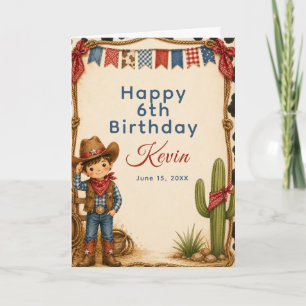 Carte Fête d'anniversaire de cow-boy Hoedown
