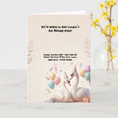 Carte Fête d'anniversaire de cygne mignon (Fleur jaune)
