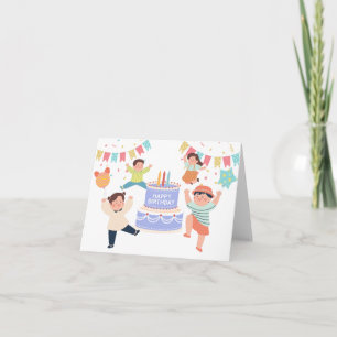 Carte Fête d'anniversaire de enfant coloré