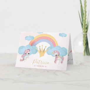 Carte Fête d'anniversaire de filles rose et or PHOTO