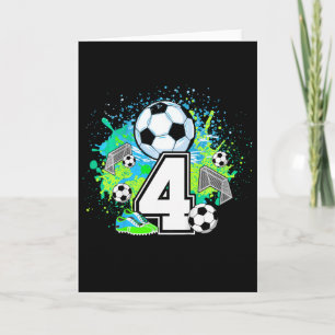 Carte Fête d'anniversaire de football pour enfants de 4
