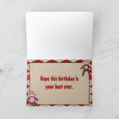 Carte Fête d'anniversaire de guingan de fille de singe (Intérieur)