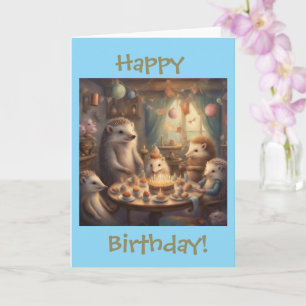 Carte Fête d'anniversaire de Hérisson Fantaisiste