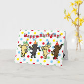 Carte Fête d'anniversaire de la danse du Labrador (Fleur jaune)