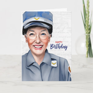 Carte Fête d'anniversaire de la factrice caucasienne