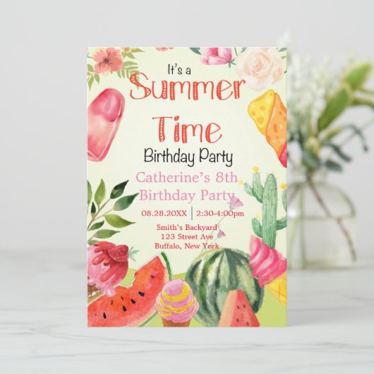 Carte Fête d'anniversaire de la pastèque (Debout devant)