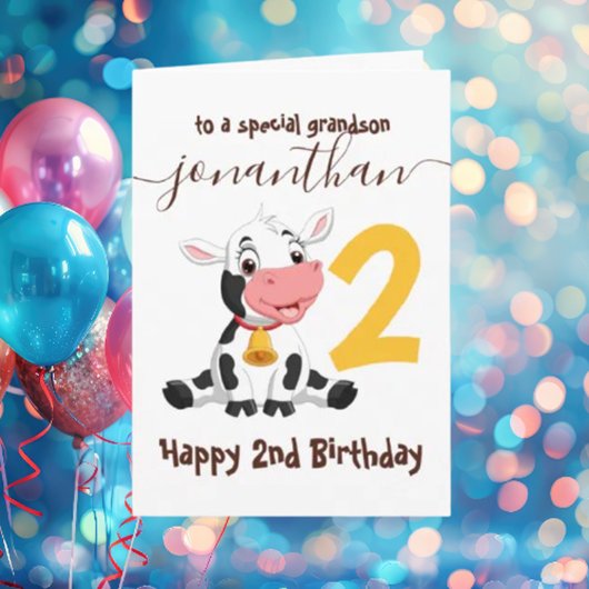 Carte Fête d'anniversaire de la vache magique pour Grand