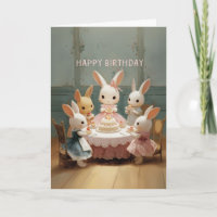 Fête d'anniversaire de lapin bébé de style vintage