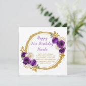 Carte Fête d'anniversaire de l'élégante fleur violet fon (Debout devant)