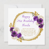Carte Fête d'anniversaire de l'élégante fleur violet fon (Devant)
