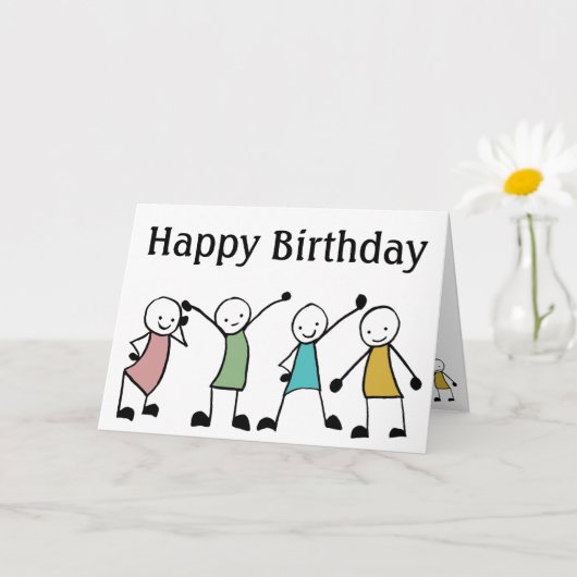 Carte Fête d'anniversaire de l'homme bâton (Petite plante)