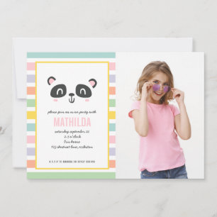 Carte Fête d'anniversaire de panda multicolore et brilla