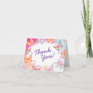 Carte Fête d'anniversaire de papillon pour enfants Merci