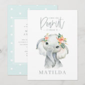 Carte Fête d'anniversaire de petite fille d'éléphant aqu (Devant / Derrière)