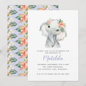 Carte Fête d'anniversaire de petite fille d'éléphant aqu (Devant / Derrière)