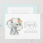 Carte Fête d'anniversaire de petite fille d'éléphant aqu (Devant / Derrière)