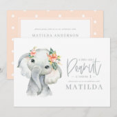 Carte Fête d'anniversaire de petite fille d'éléphant aqu (Devant / Derrière)