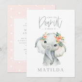 Carte Fête d'anniversaire de petite fille d'éléphant aqu (Devant / Derrière)