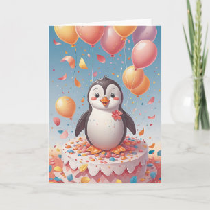 Carte Fête d'anniversaire de pingouin