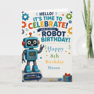 Carte Fête d'anniversaire de robot
