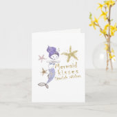 Carte Fête d'anniversaire de sirène avec paillettes viol (Fleur jaune)
