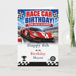 Carte Fête d'anniversaire de voiture de course