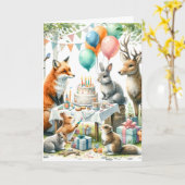 Carte Fête d'anniversaire de Woodland (Fleur jaune)