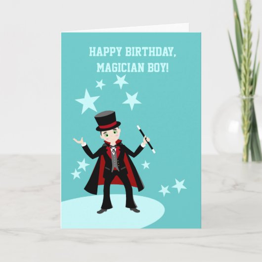 Carte Fête d'anniversaire d'enfant de magicien (Devant)