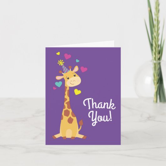 Carte Fête d'anniversaire des enfants girafe Merci migno (Devant)