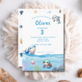 Carte Fête d'anniversaire des enfants sous la mer Dauphi
