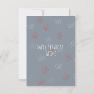 Carte Fête d'anniversaire des papillons patriotiques gri
