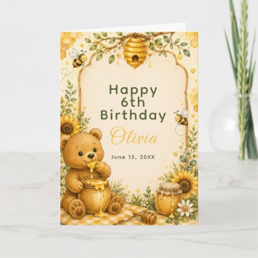 Carte Fête d'anniversaire doux comme du miel (Devant)