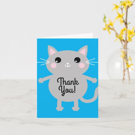 Carte Fête d'anniversaire du chat (Fleur jaune)