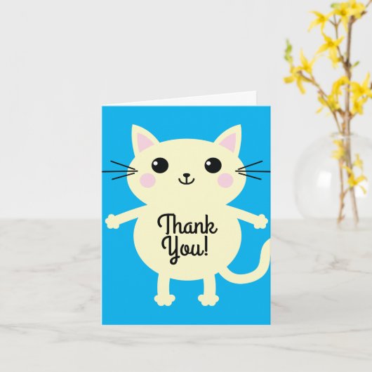 Carte Fête d'anniversaire du chat (Fleur jaune)