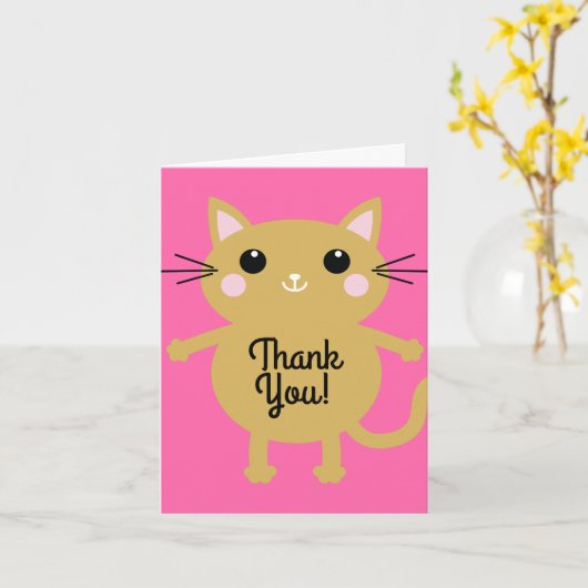 Carte Fête d'anniversaire du chat (Fleur jaune)