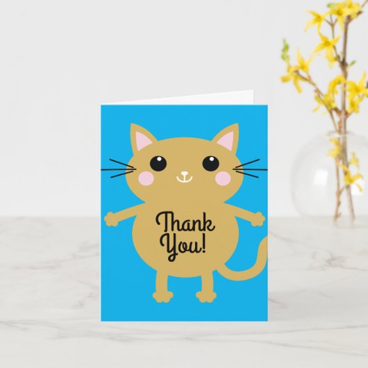 Carte Fête d'anniversaire du chat (Fleur jaune)