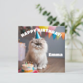 Carte Fête d'anniversaire du chat perse (Debout devant)