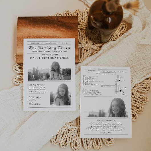 Carte Fête d'anniversaire du journal moderne