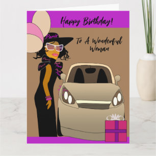 Carte Fête d'anniversaire d'une femme afro-américaine él