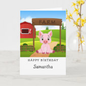 Carte Fête d'anniversaire excitante du cochon rose (Fleur jaune)