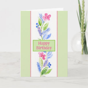 Carte Fête d'anniversaire florale à l'aquarelle peinte à