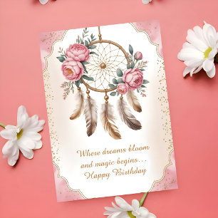 Carte Fête d'anniversaire florale neutre douce