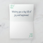 Carte Fête d'anniversaire Florale Rustique Turquoise (Intérieur)