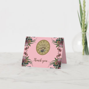 Carte Fête d'anniversaire Horloge vintage avec fleurs