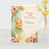 Carte Fête d'anniversaire Hula (Fleur jaune)