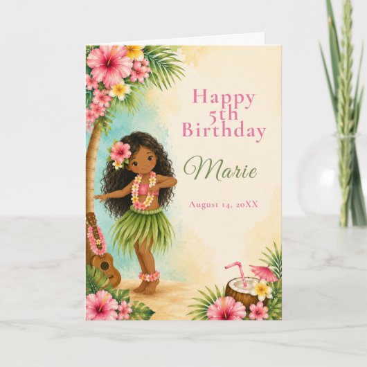Carte Fête d'anniversaire Hula (Devant)