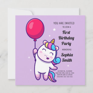 Carte Fête d'anniversaire licorne arc-en-ciel mignonne