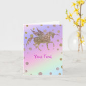 Carte Fête d'anniversaire licorne points dorés pastel ar (Fleur jaune)