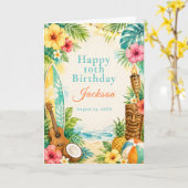 Carte Fête d'anniversaire Luau (Fleur jaune)