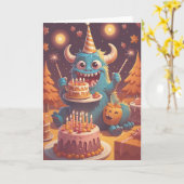 Carte Fête d'anniversaire monstrueuse (Fleur jaune)